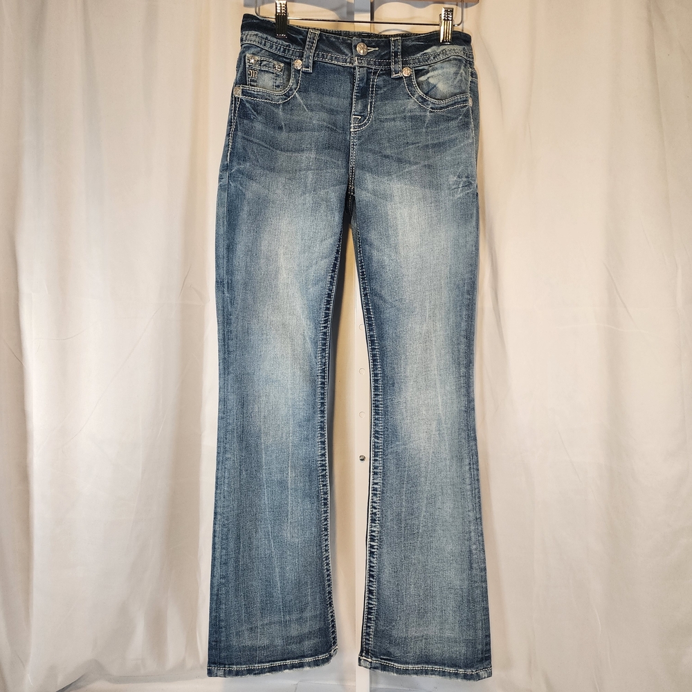 Miss Me Jeans Womens 26 Mid Rise Easy BootCut Denim Tribal Pockets